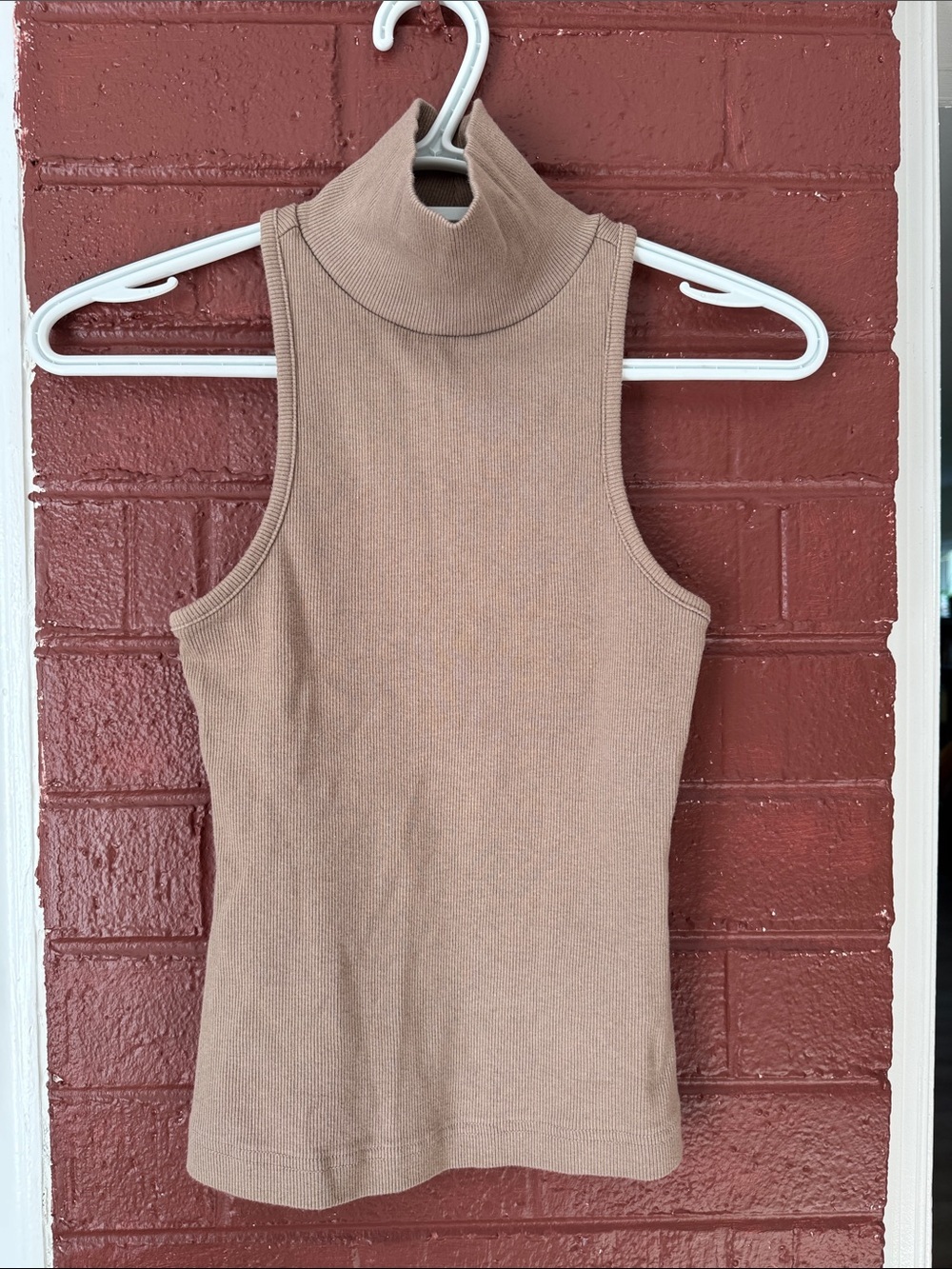 Maeve Anthropologie Ribbed Sleeveless Turtleneck Tan Tank Top Small